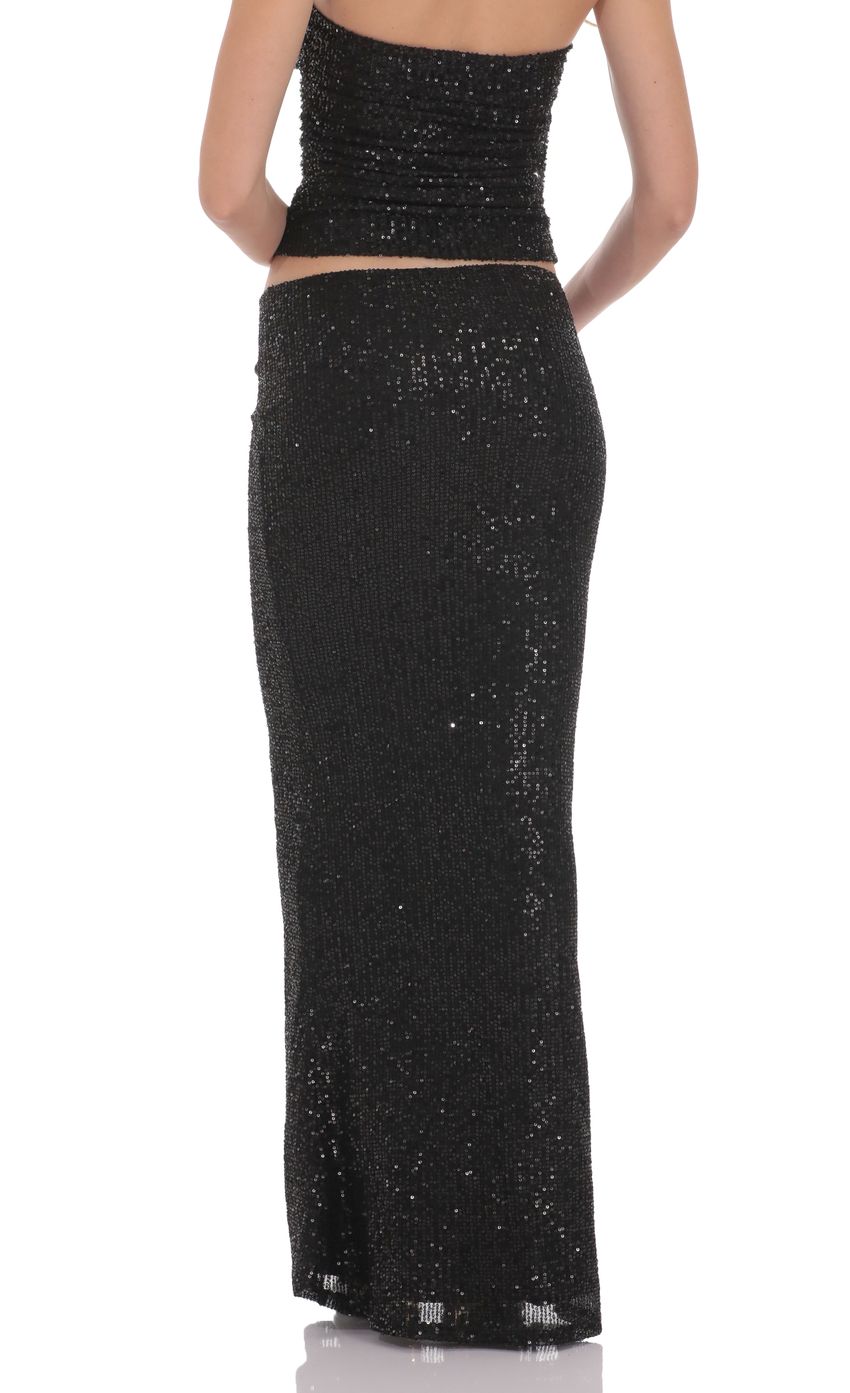 Product image for Sequin Maxi Skirt in Black