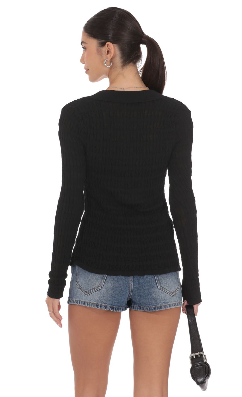 Product image for Textured Ribbed Top in Black