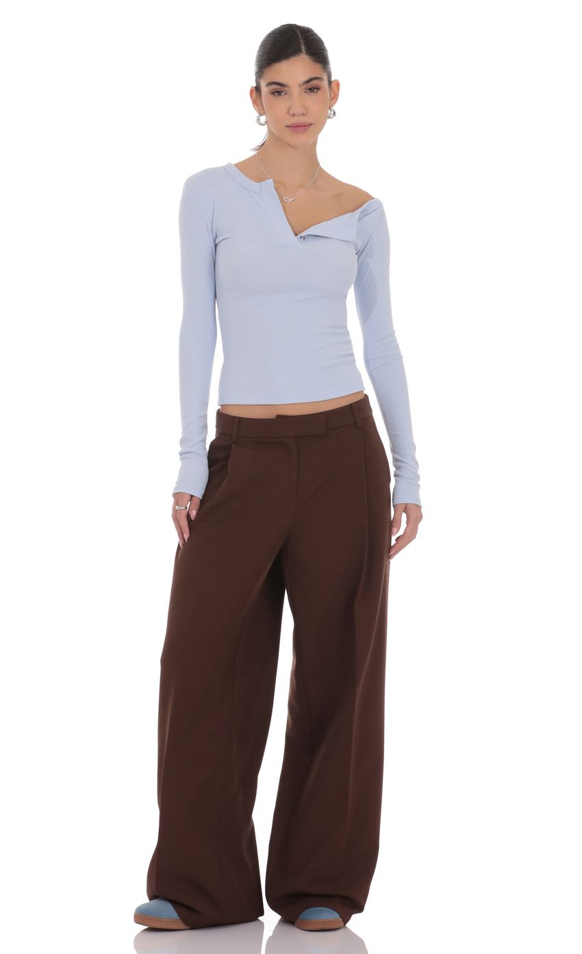 Product image for Pleated Wide Leg Trousers in Brown