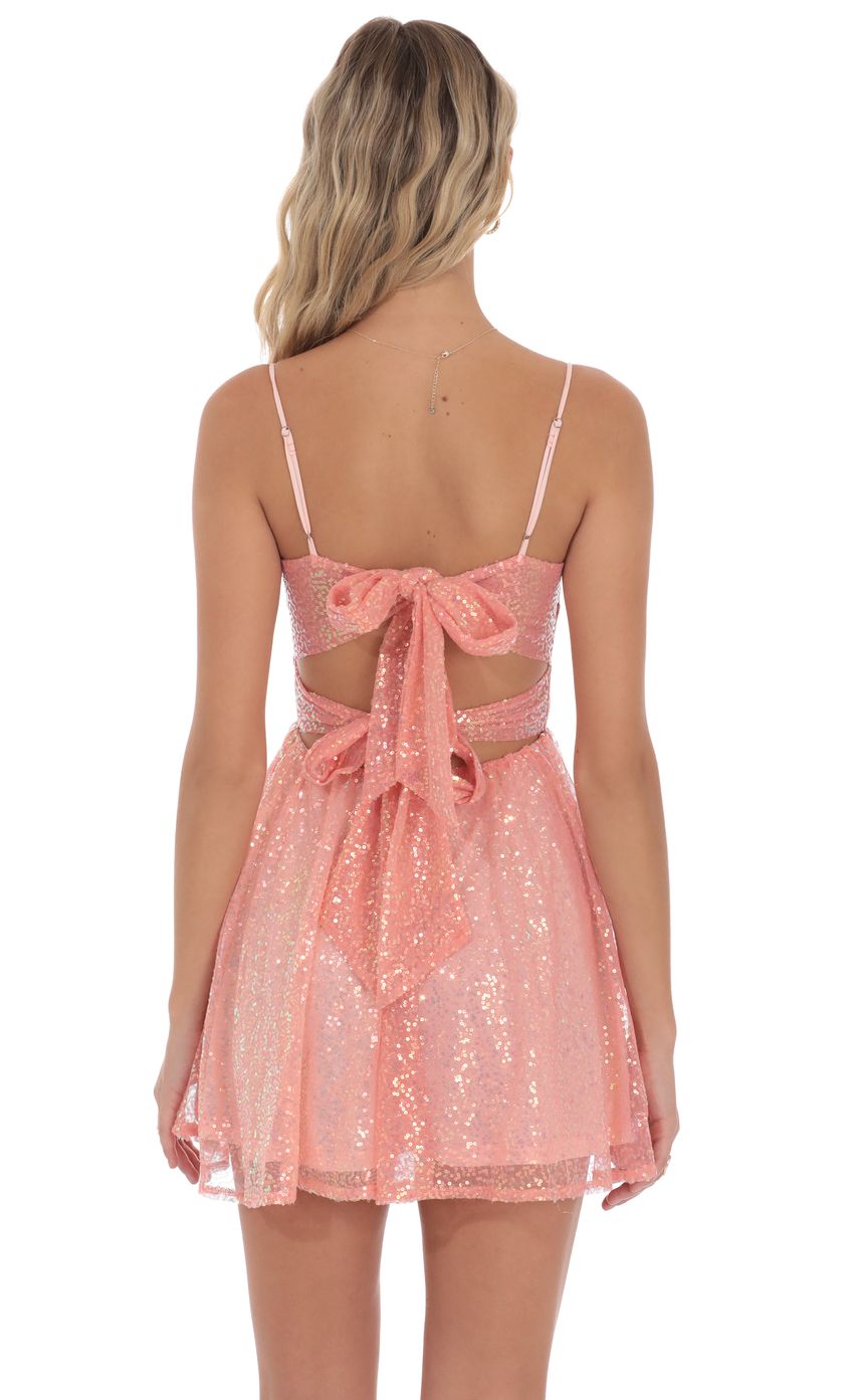 Product image for Sequin Twist A-line Dress in Coral