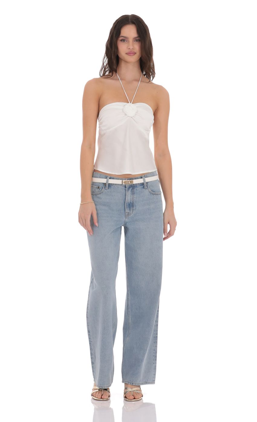 Picture Satin Jacquard Halter Top in White. Source: https://media-img.lucyinthesky.com/data/product-media/850xAUTO/fec32b20-375e-422f-b7fd-3fc5ec34a25f.jpg