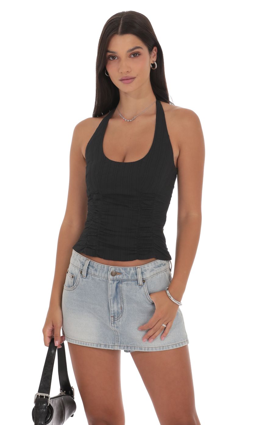 Product image for Detailed Halter Top in Black