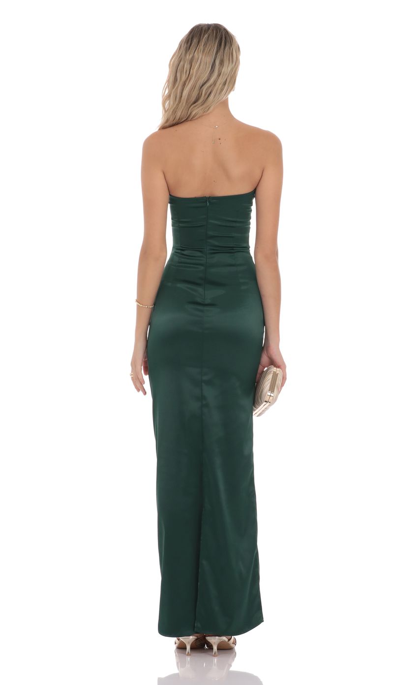 Picture Satin V-Strapless Maxi Dress in Green. Source: https://media-img.lucyinthesky.com/data/product-media/850xAUTO/ff36e668-d07d-4edc-912b-f6d6c355c297.jpg