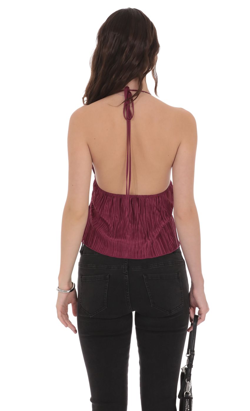 Product image for Pleated Babydoll Top in Plum