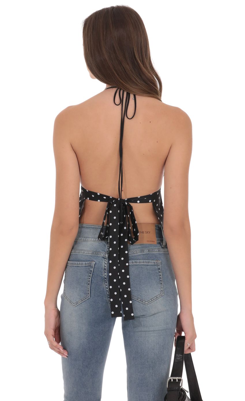 Product image for Triangle Polka Dot Top in Black
