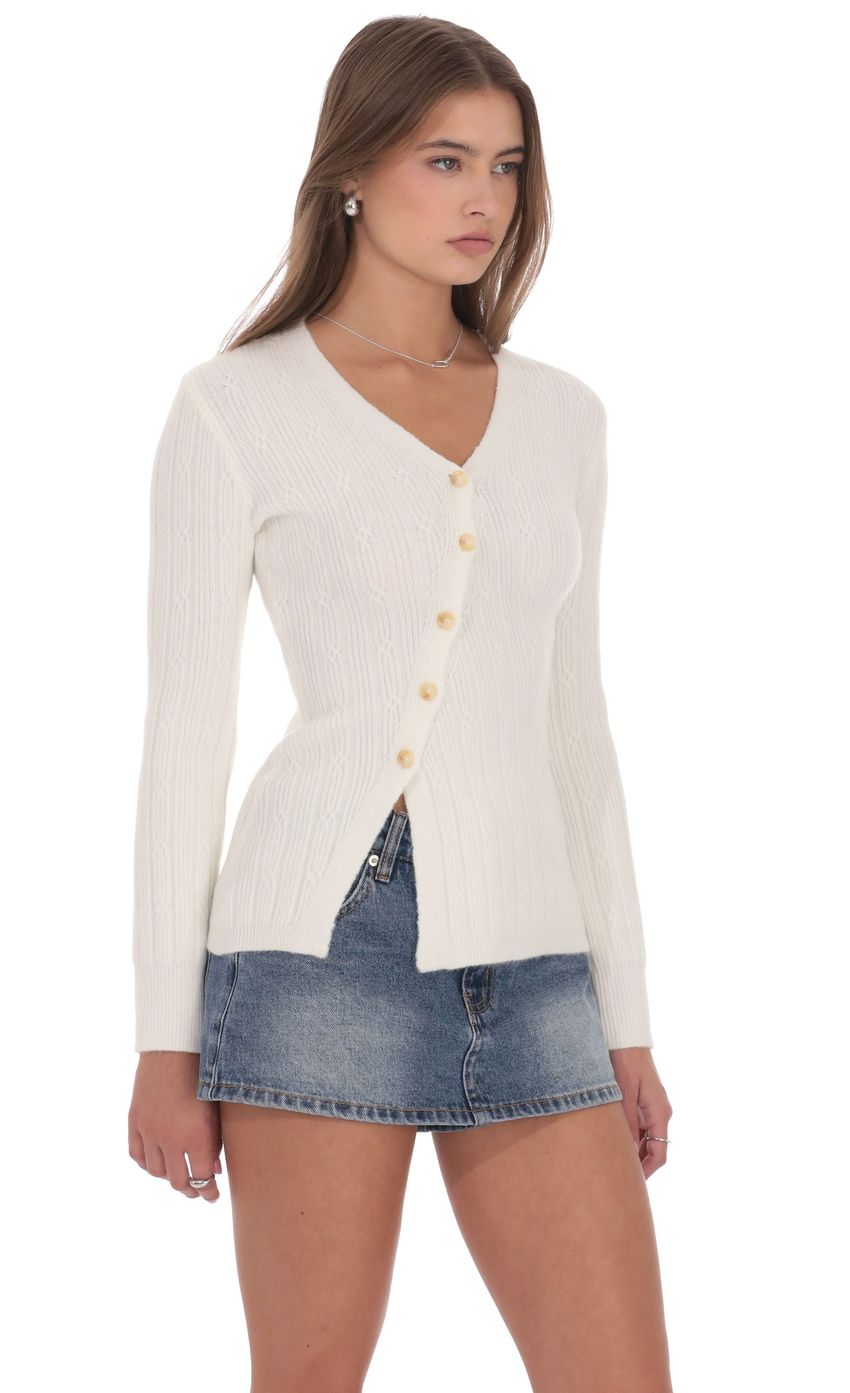Изображение товара для Трикотажный асимметричный кардиган в оттенке айвори