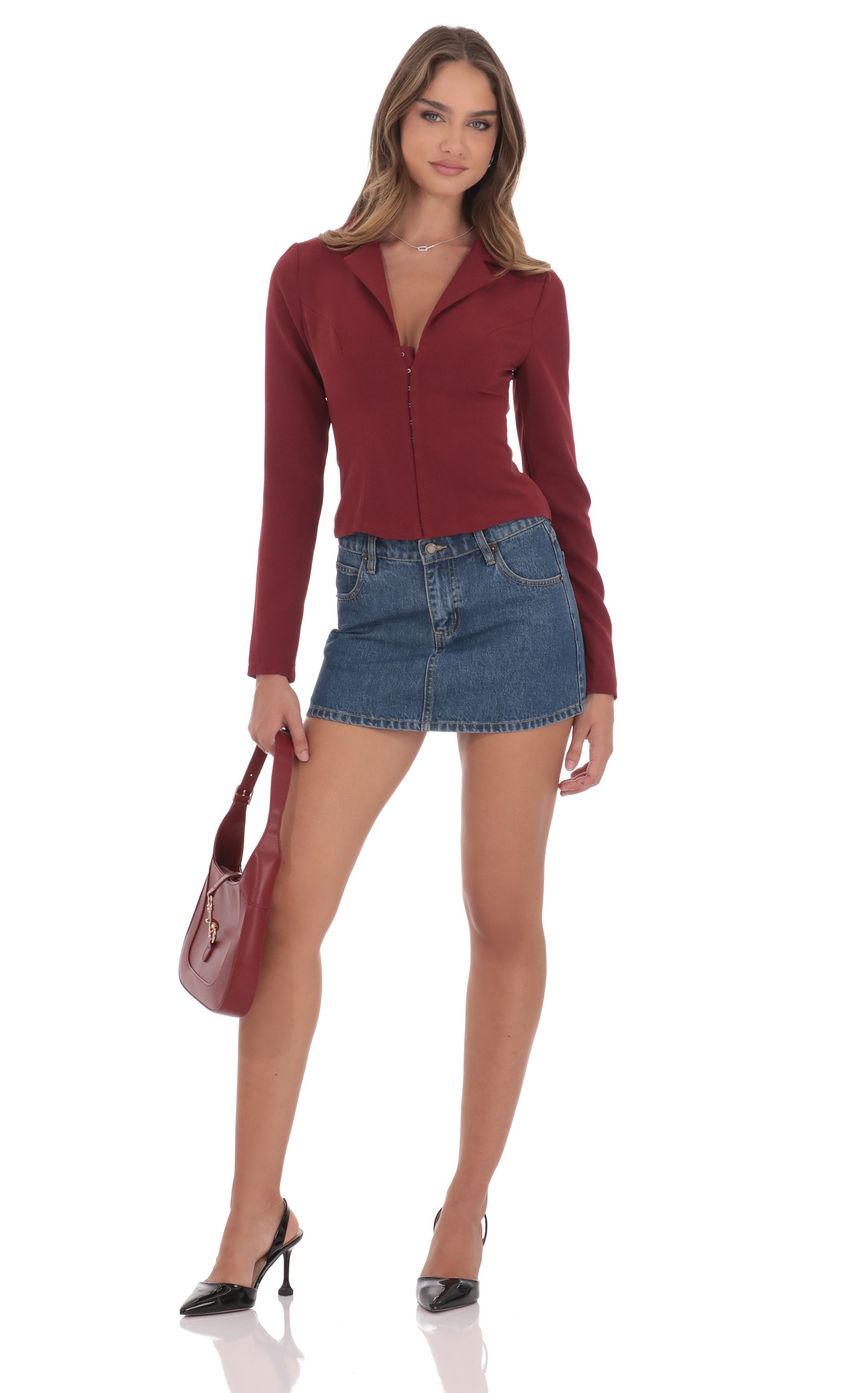 Изображение товара для Бордовая рубашка с V-образным вырезом