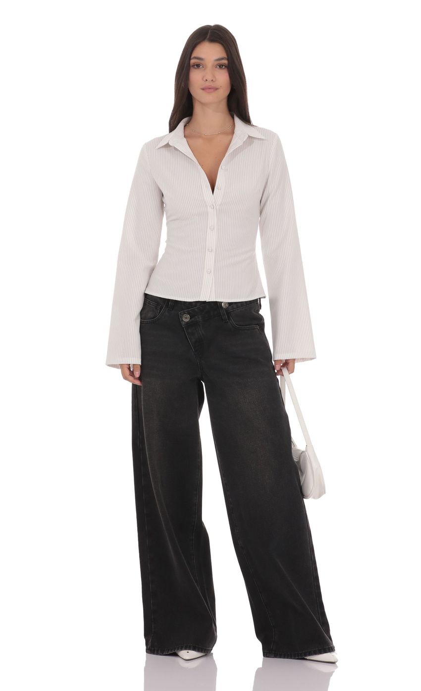 Изображение товара для Белая рубашка в тонкую полоску на пуговицах