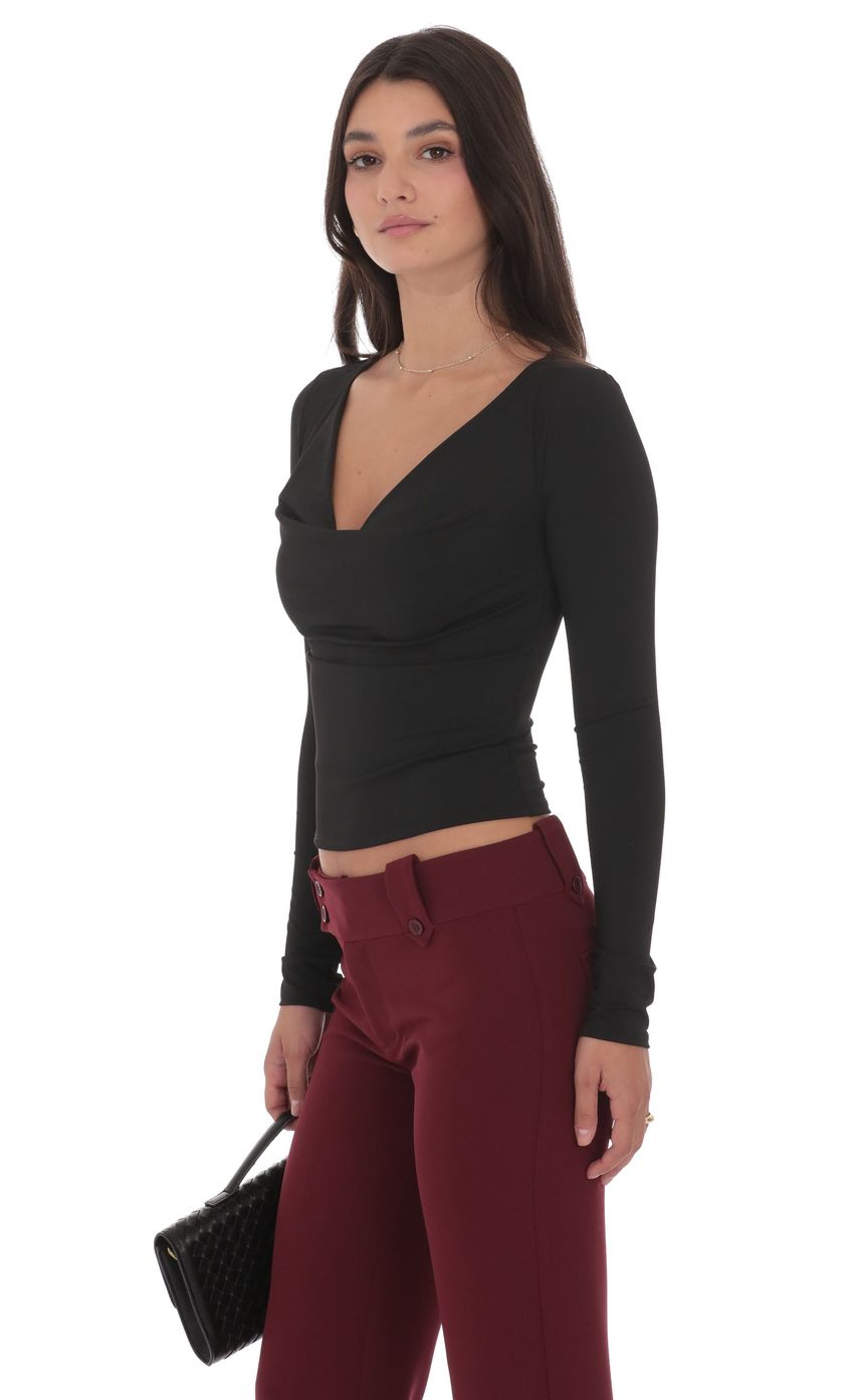 Изображение товара для Топ с драпированным воротом и длинными рукавами