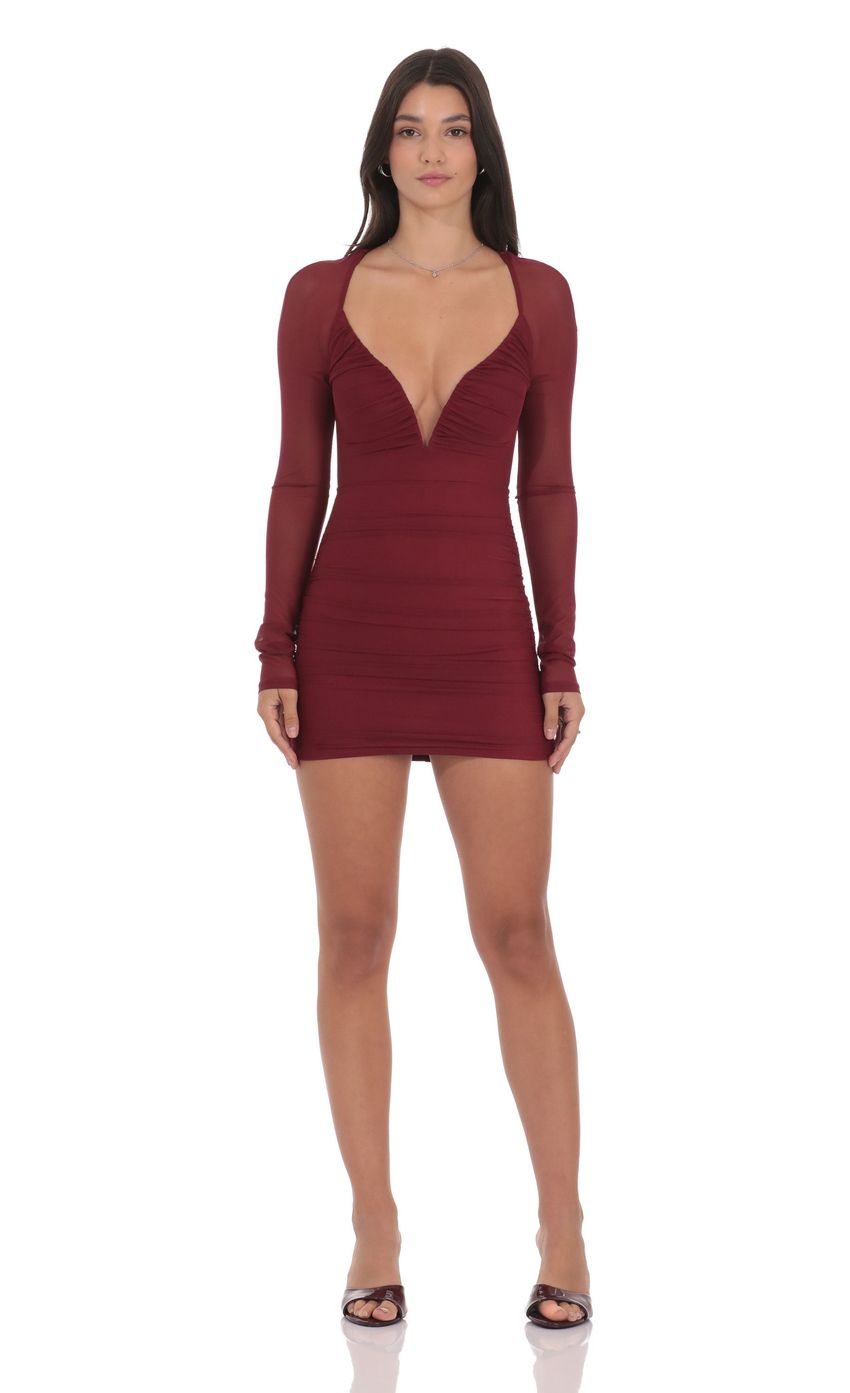 Изображение товара для Облегающее платье с сетчатыми рукавами