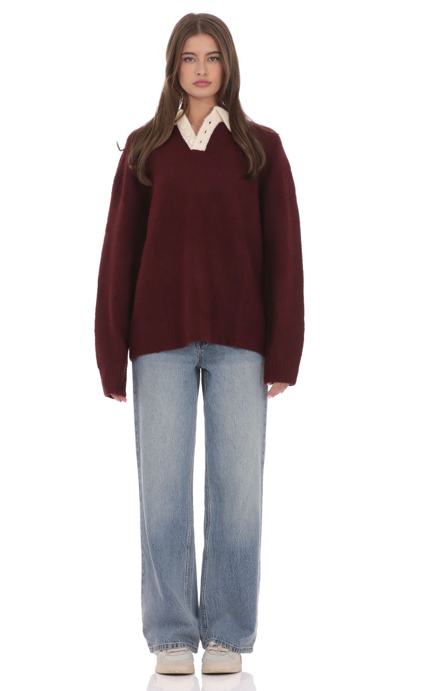 Изображение товара для Джемпер в стиле регби бордового цвета