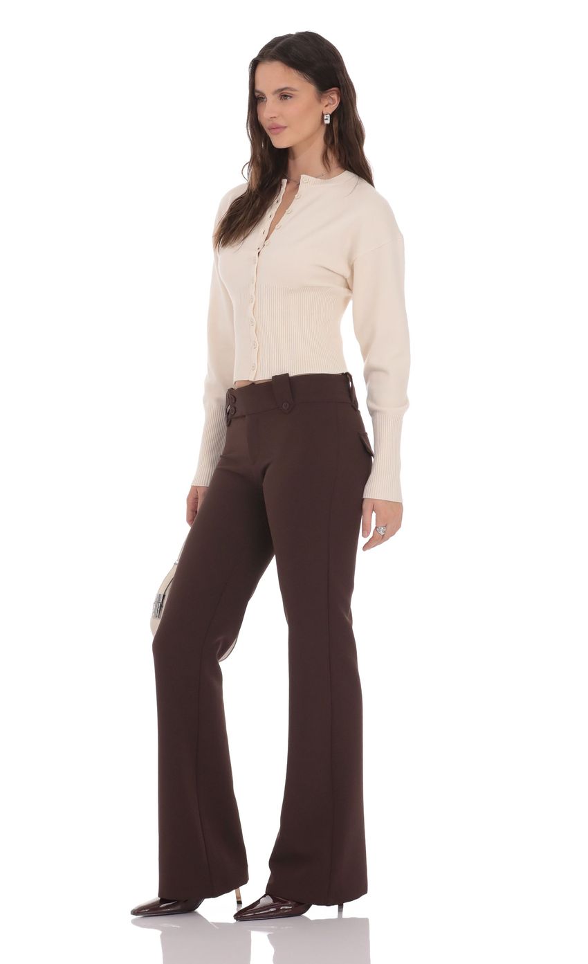 Изображение товара для Брюки-клёш с заниженной талией коричневые