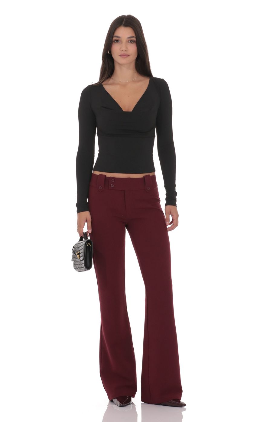 Изображение товара для Топ с драпированным воротом и длинными рукавами