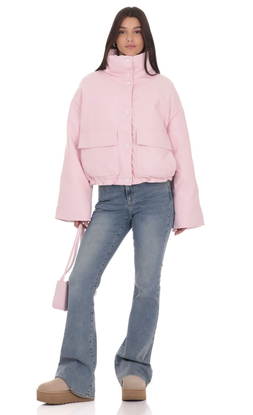 Изображение товара для Куртка-пуховик с высоким воротником в розовом цвете