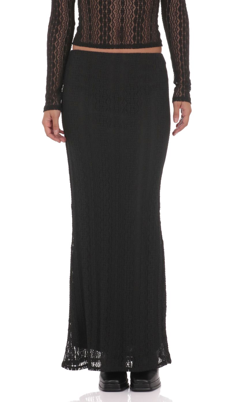 Изображение товара для Макси-юбка из прозрачного кружева черная