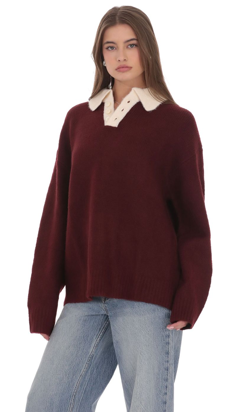 Изображение товара для Джемпер в стиле регби бордового цвета