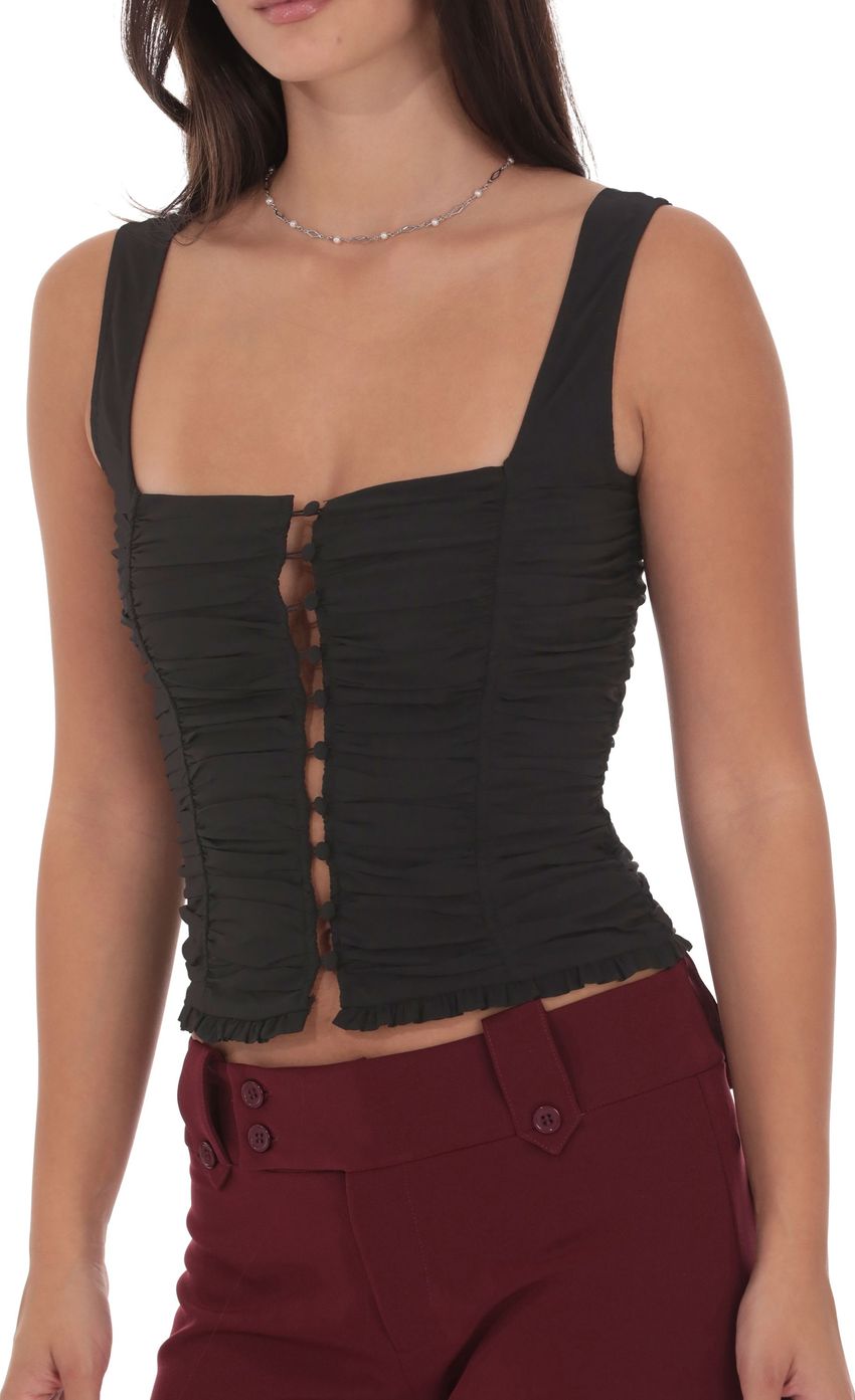 Изображение товара для Чёрный топ с драпировкой и пуговицами