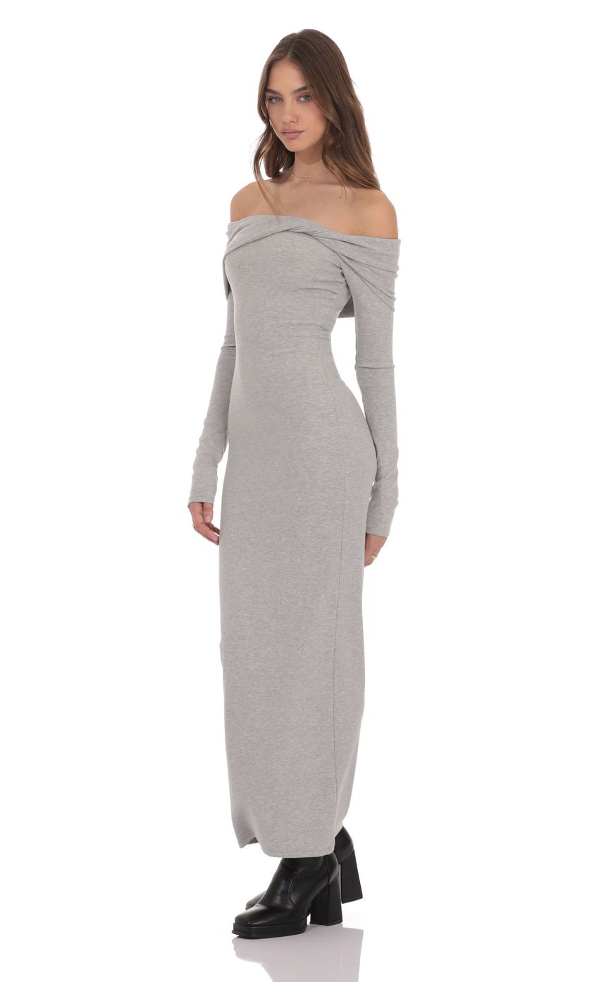 Изображение товара для Макси-платье с открытыми плечами и элегантной драпировкой