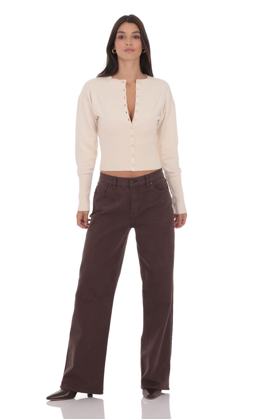 Изображение товара для Кардиган из трикотажа с поясом кремовый