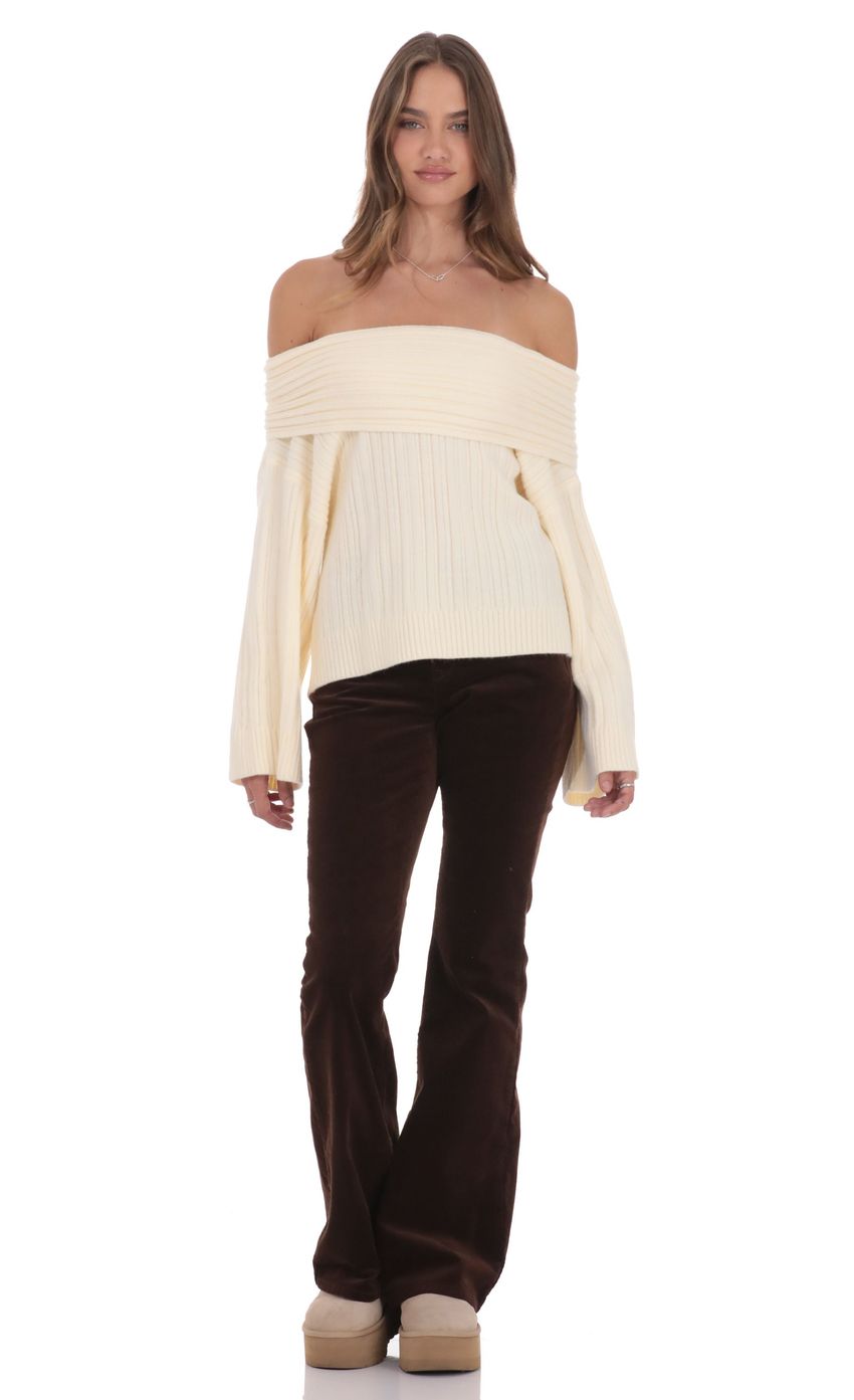 Изображение товара для Свободный вязаный джемпер с открытыми плечами