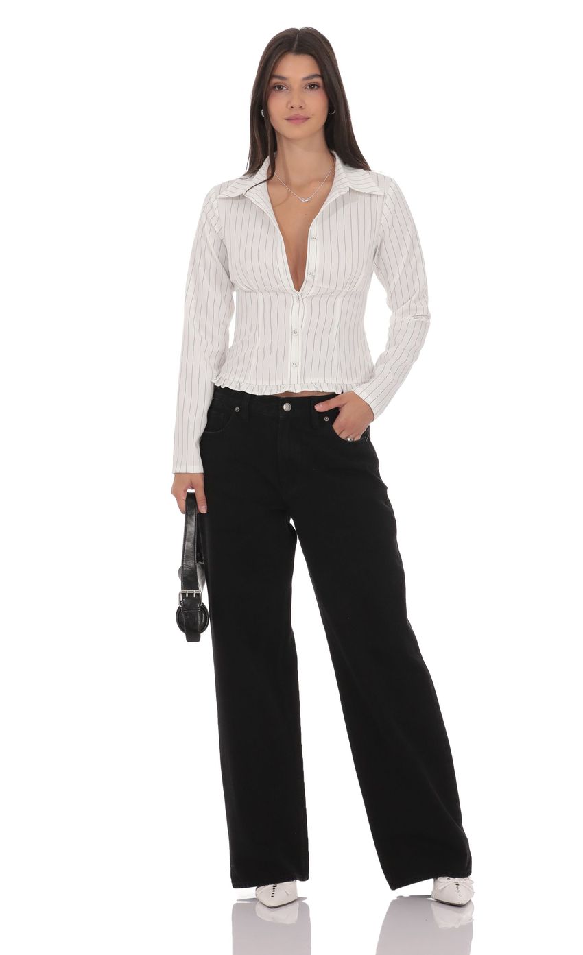 Изображение товара для Белая рубашка в полоску с воланом