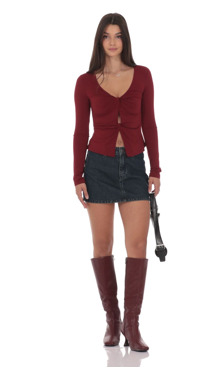 Изображение товара для Топ с двойным перекрутом в цвете бургунди