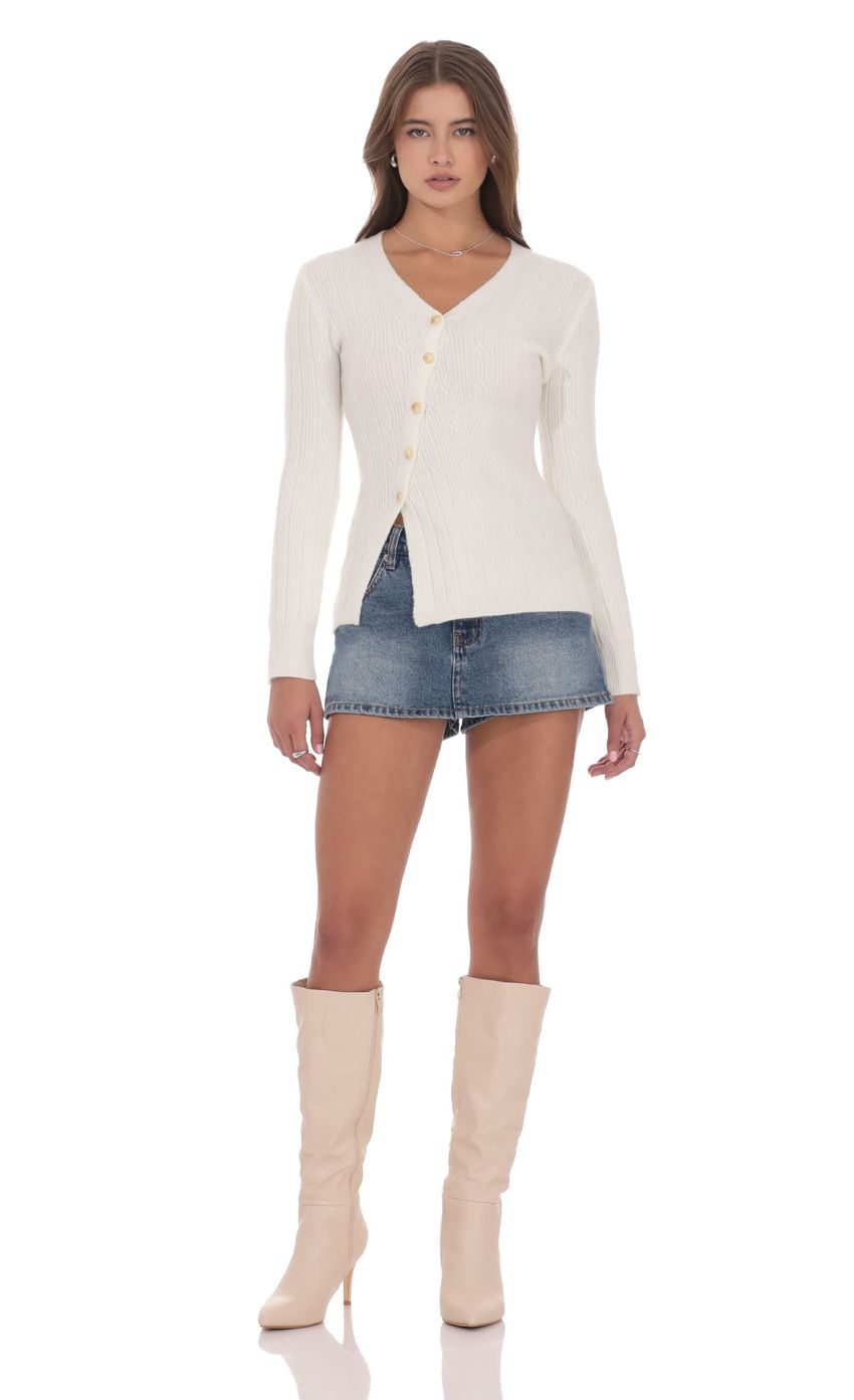 Изображение товара для Трикотажный асимметричный кардиган в оттенке айвори