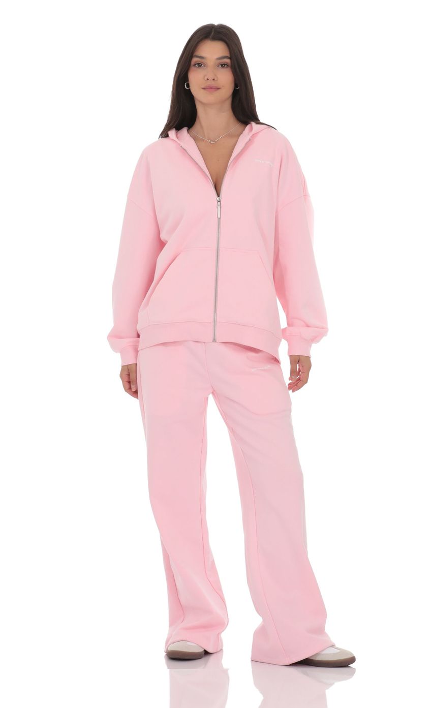 Изображение товара для Розовое худи оверсайз на молнии