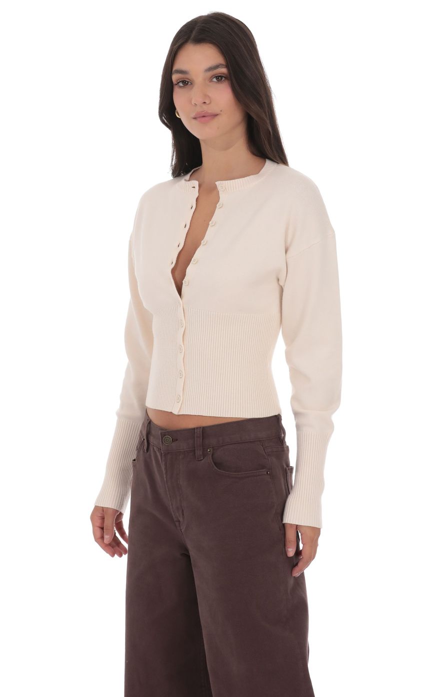 Изображение товара для Кардиган из трикотажа с поясом кремовый