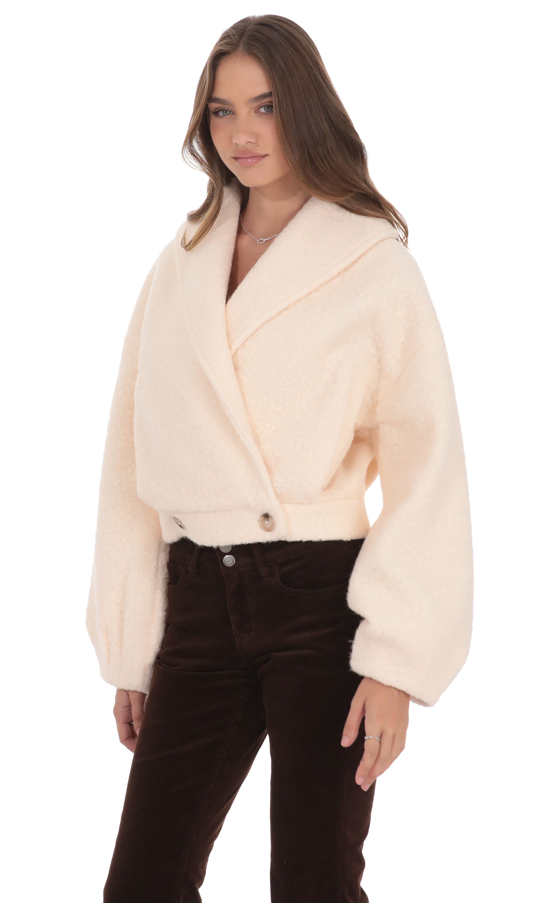 Bouclé Jacket in Blush Beige | LUCY IN THE SKY