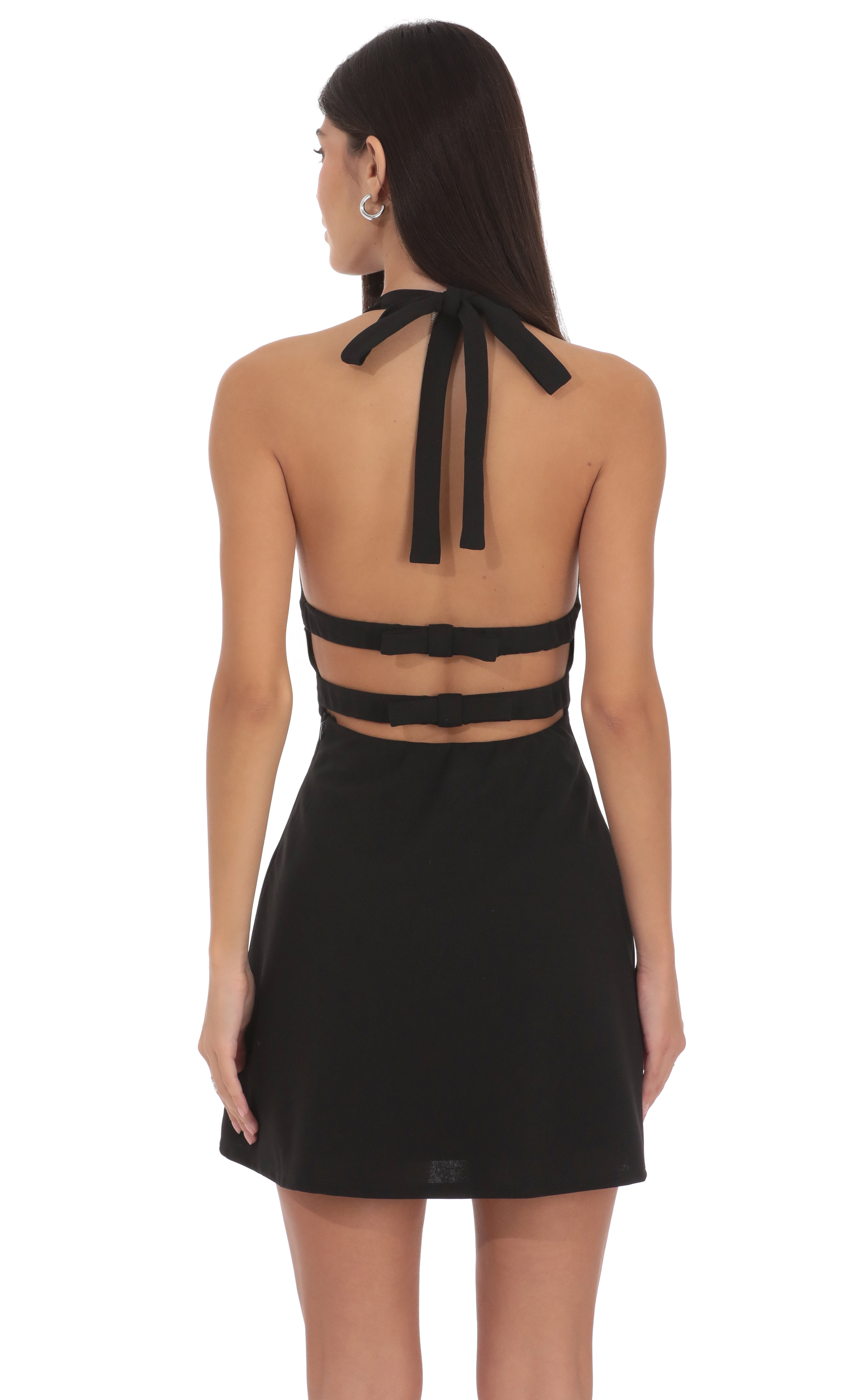 Strappy Halter Dress in Black