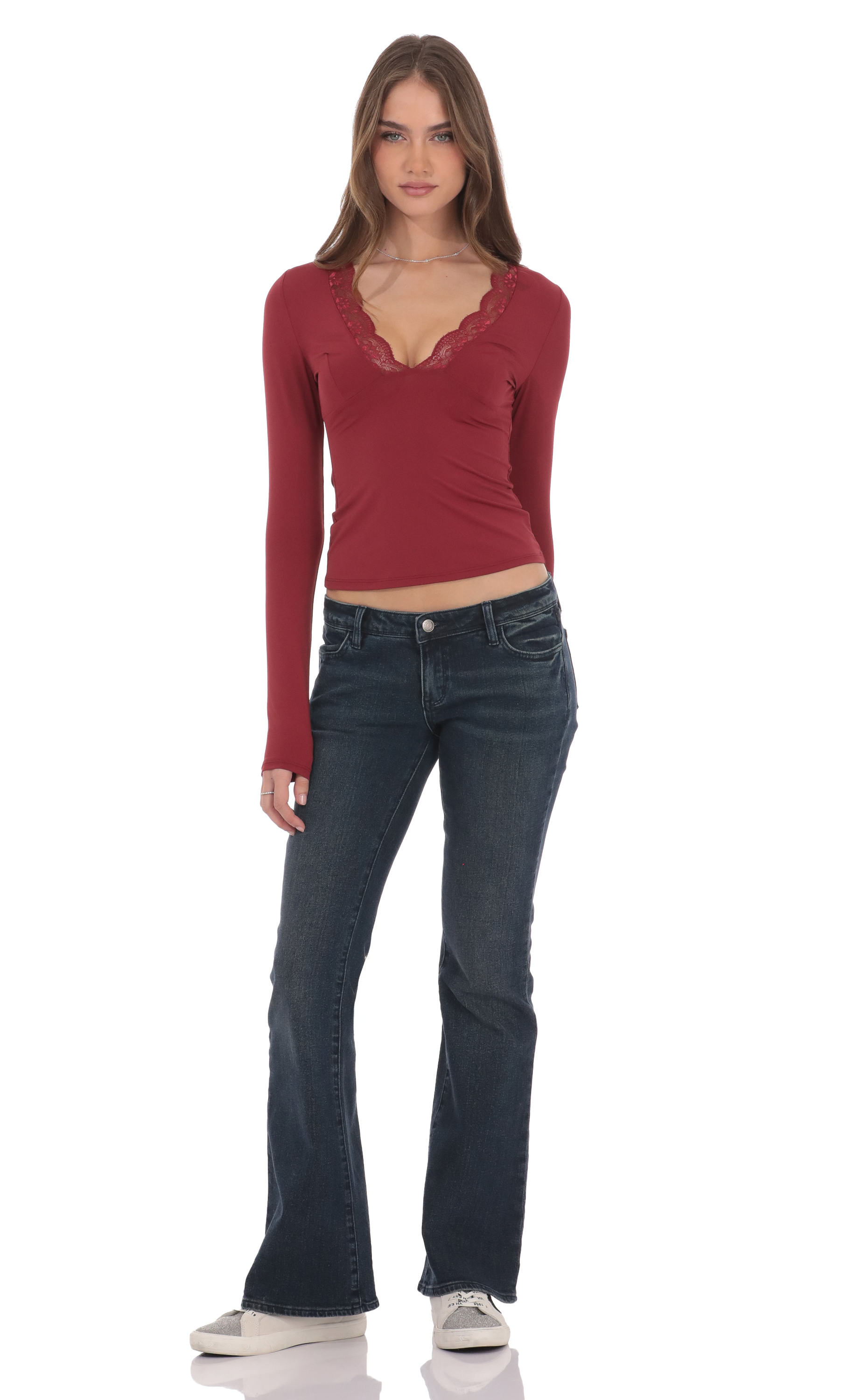 Low Rise Bell Bottom Jeans in Dark Blue