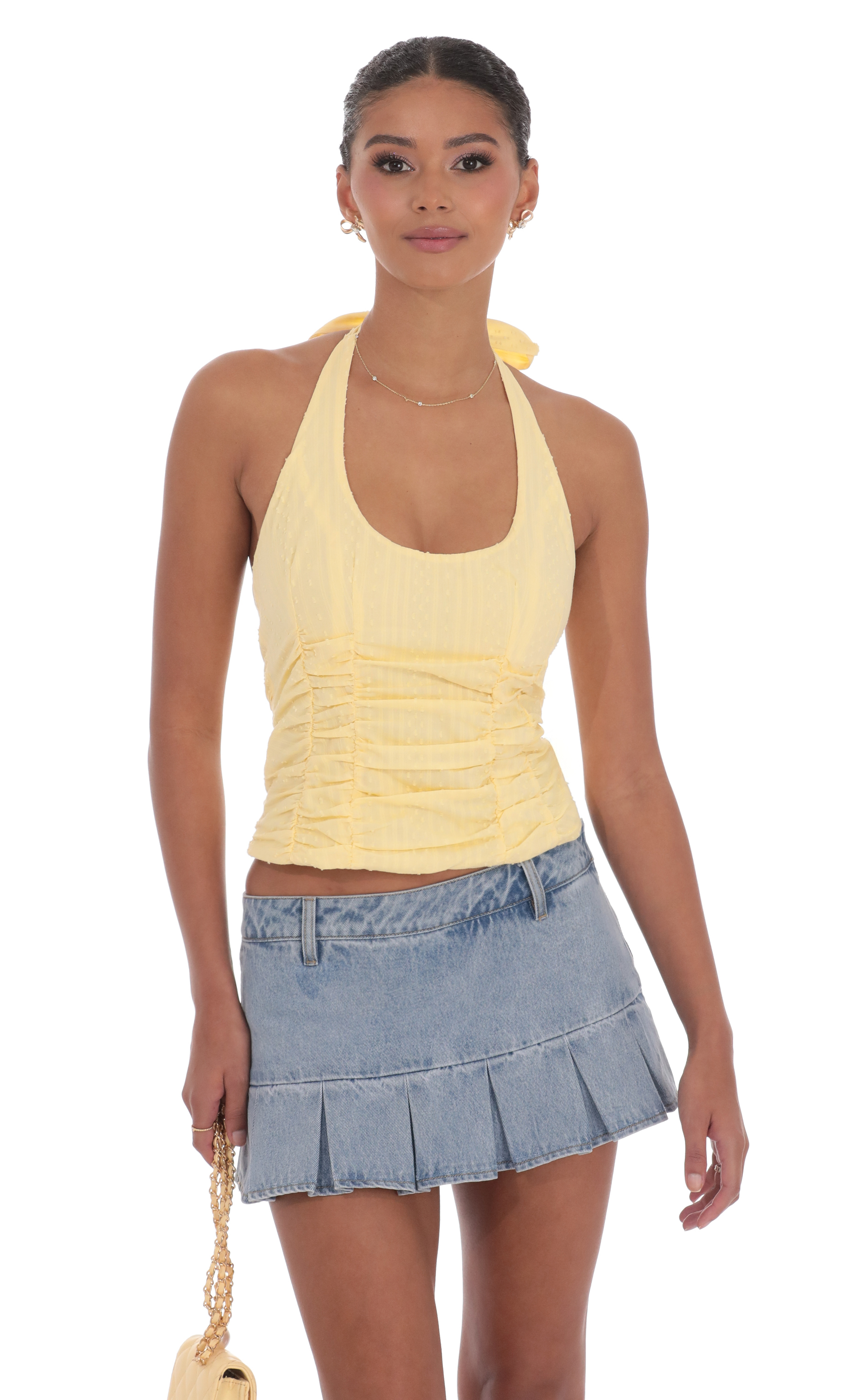 Dotted Halter Top in Yellow
