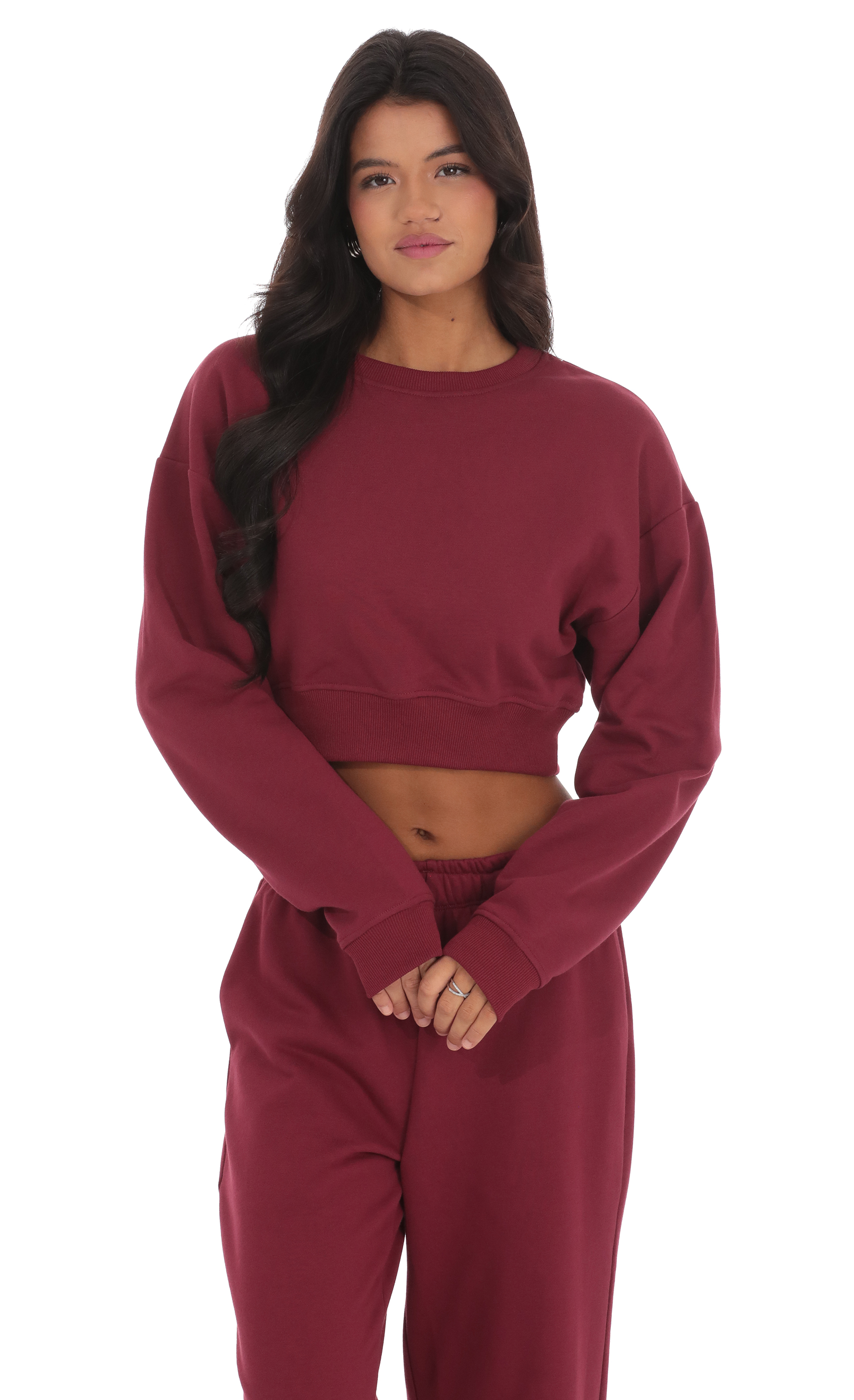 Cropped Jumper in Burgundy