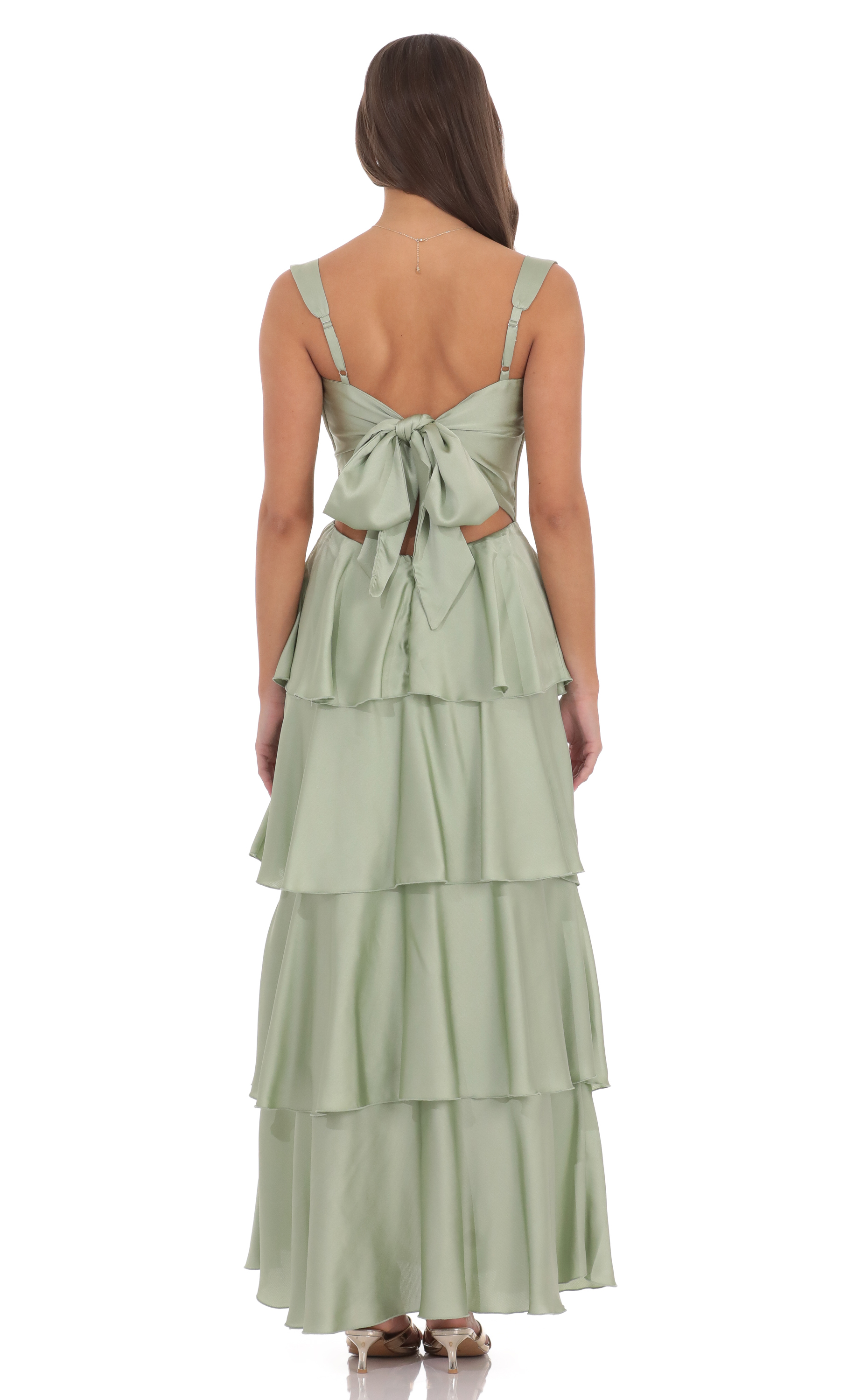 ruffle sage green dress Sage Green Corset Ball Gown Ruffles Dress – Lisposa