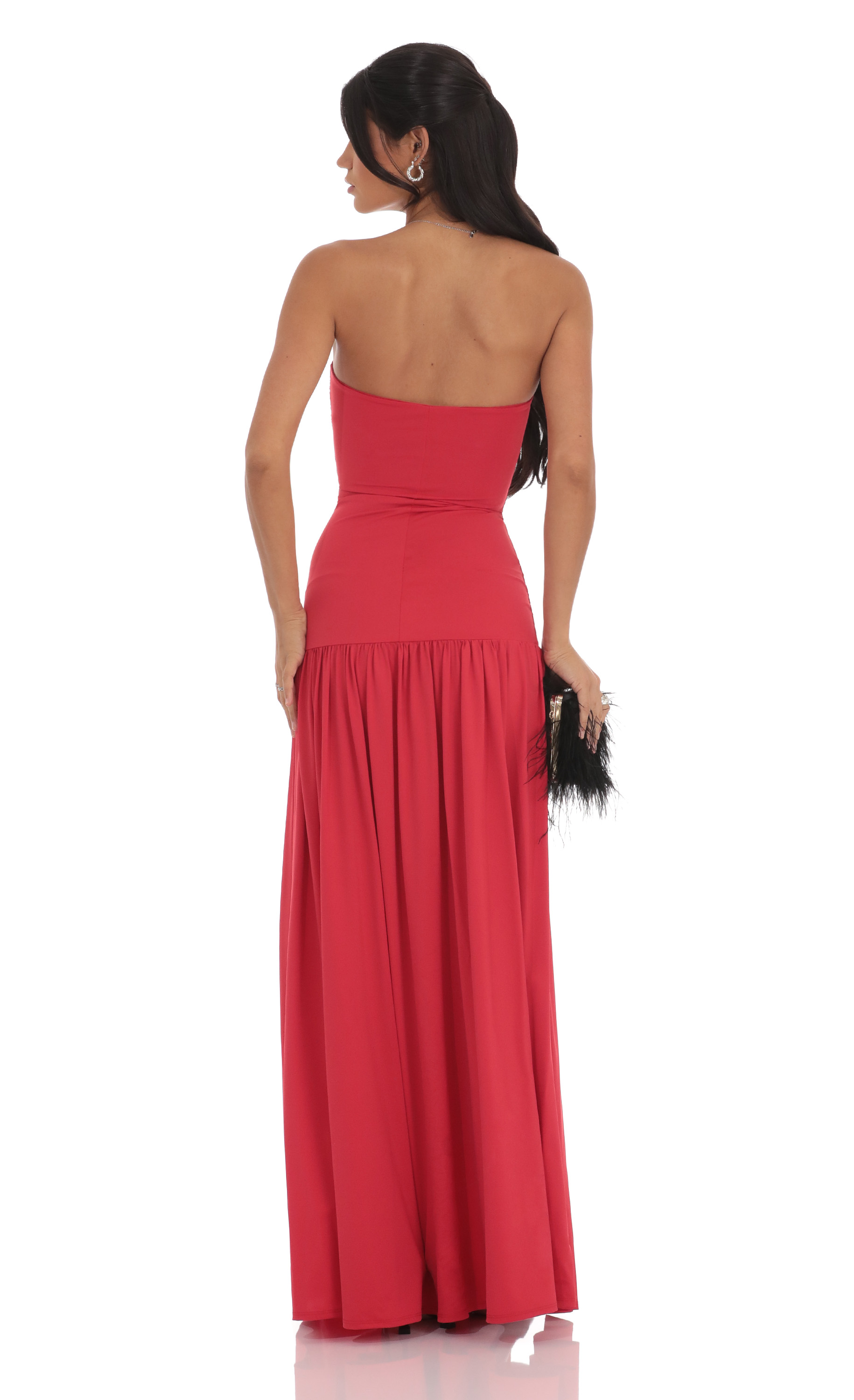 rixo strapless drop-waist maxi dress Strapless Drop Waist Maxi Dress in Red