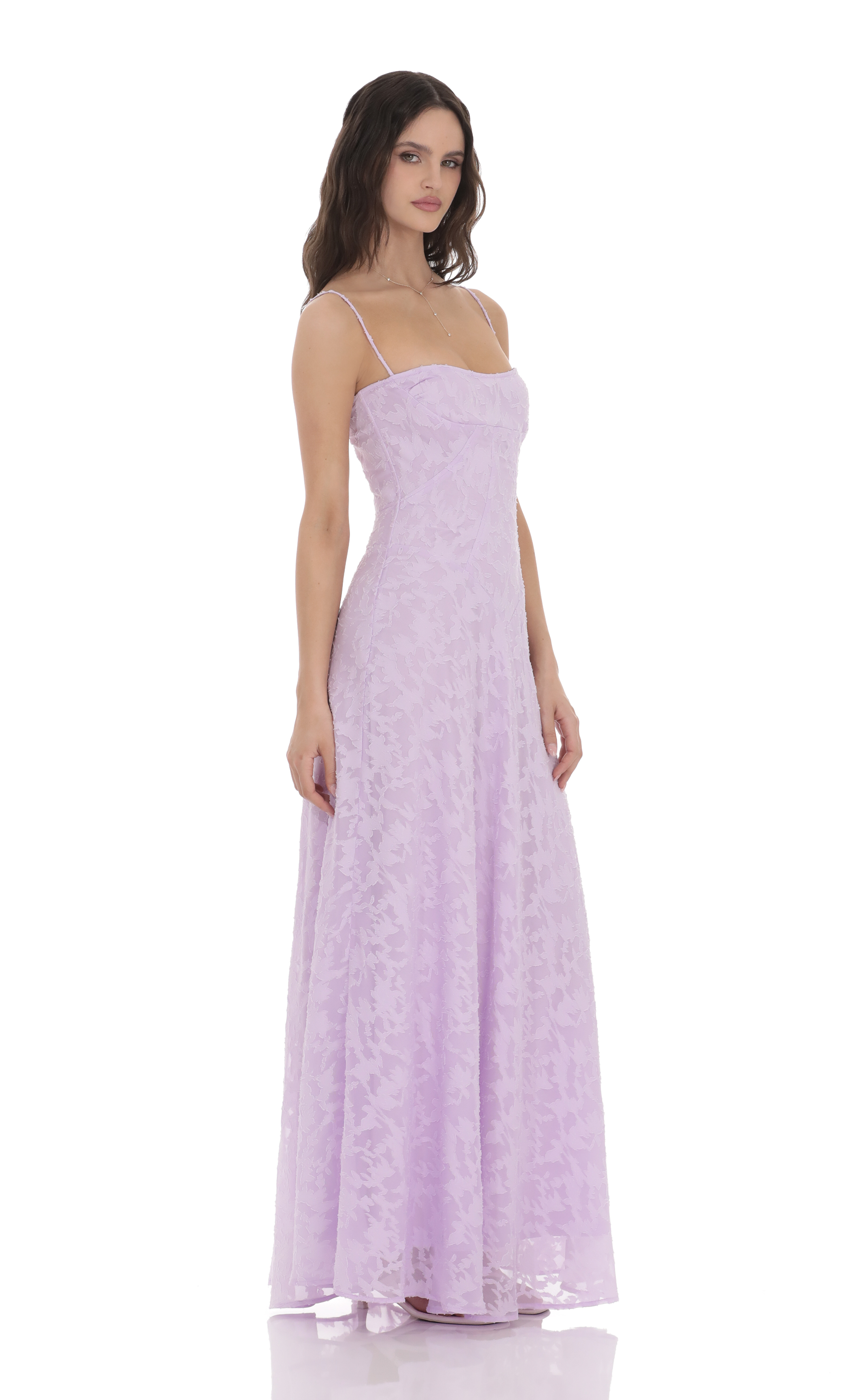 Burnout Lace-Up Maxi Dress in Lavender Burnout Lace-Up Maxi Dress in Lavender