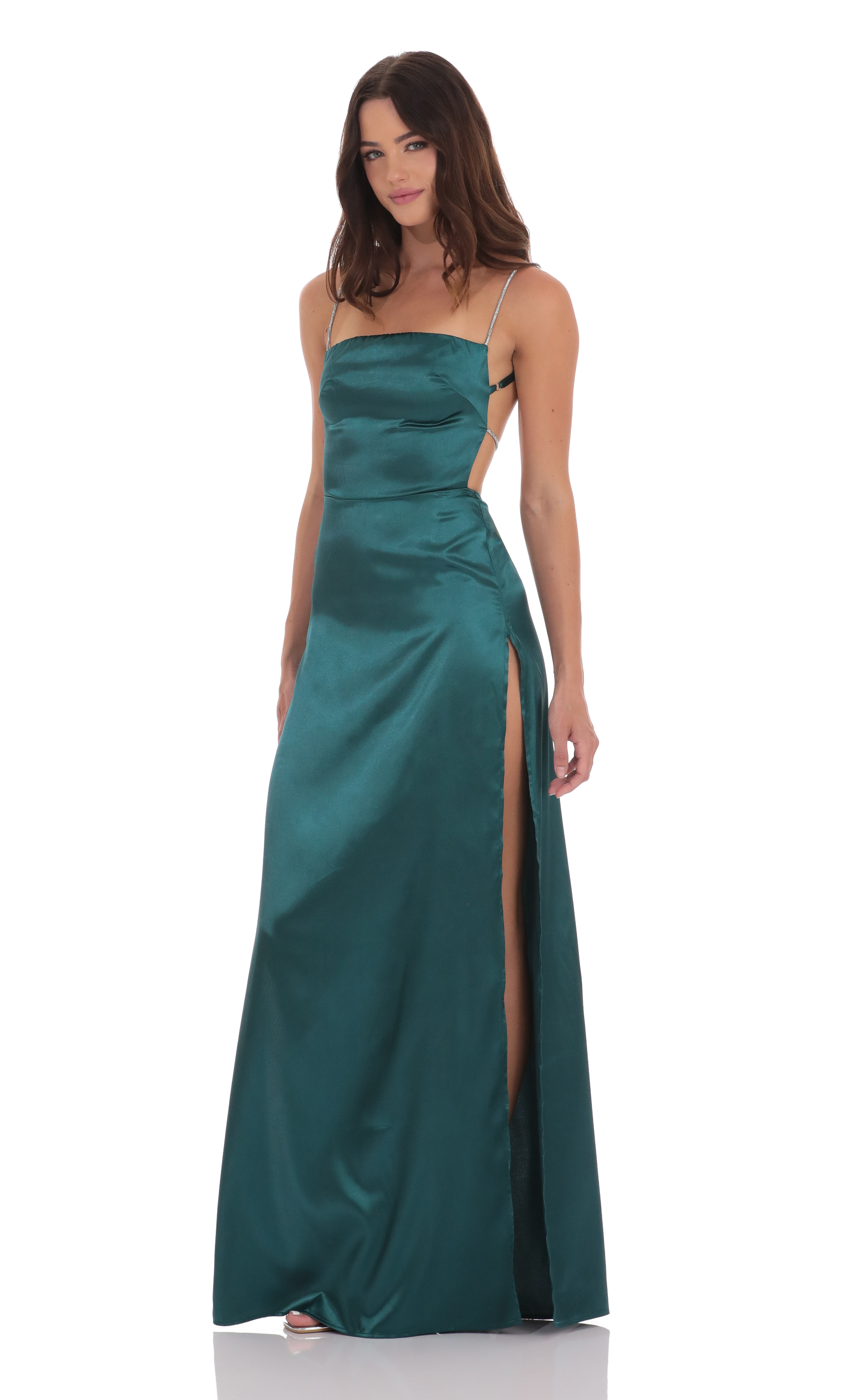 blue and green satin dress Runaway The Label Dresses | Formal Silk Strapless Maxi Dress | Color: Green | Size: Xxl
