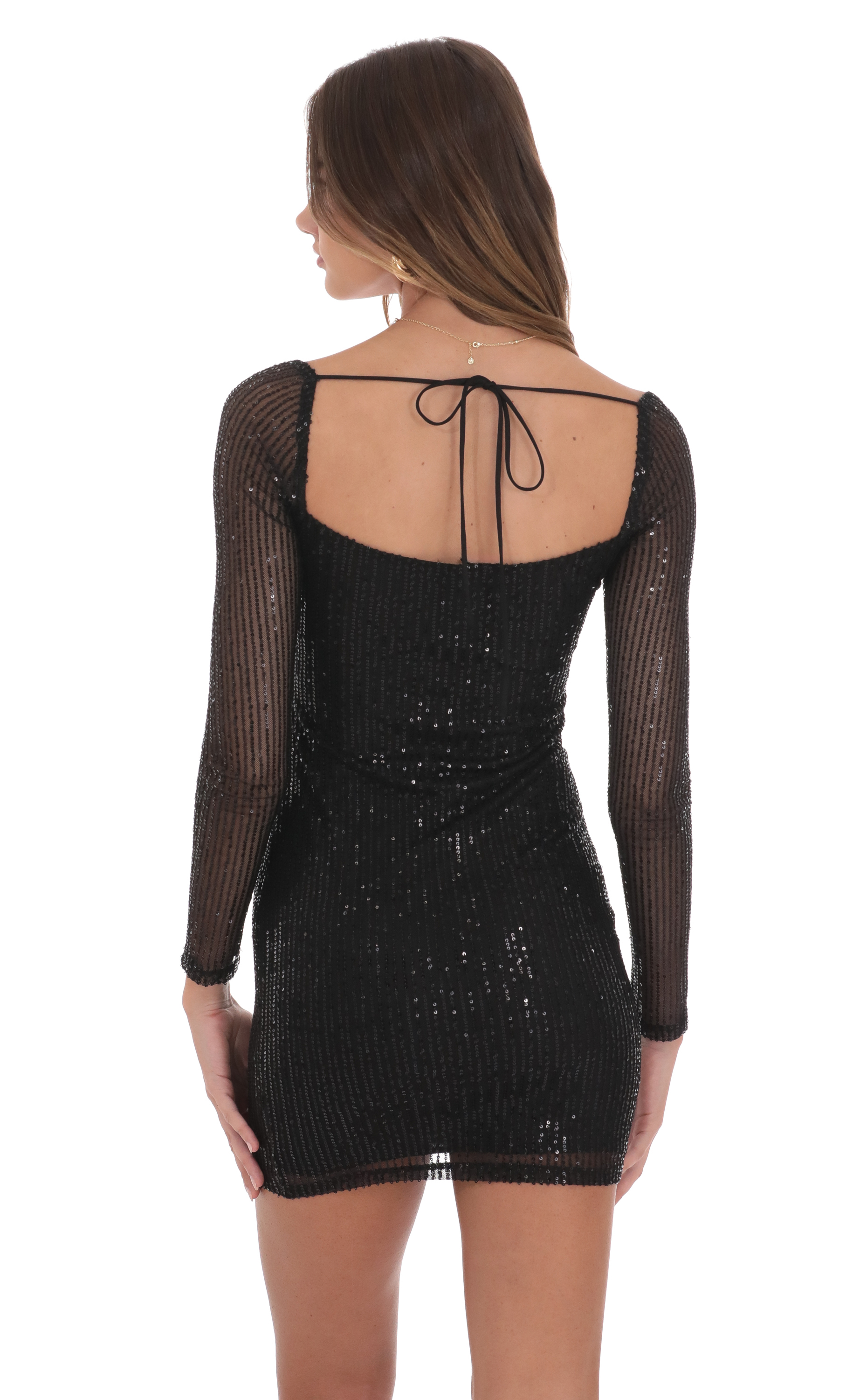 nude sequin strappy square neck bodycon dress Crystal Sequin Bodycon Mini Dress main image 1