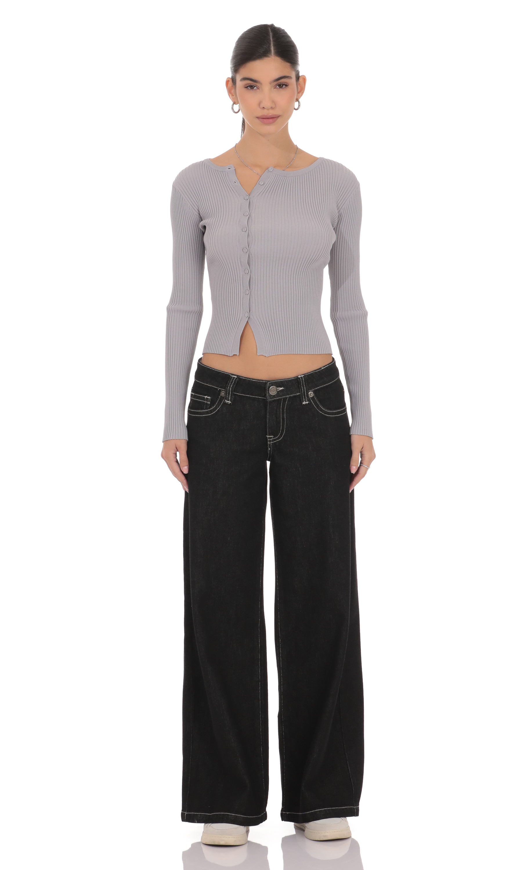 Low Rise Wide Leg Jeans in Black
