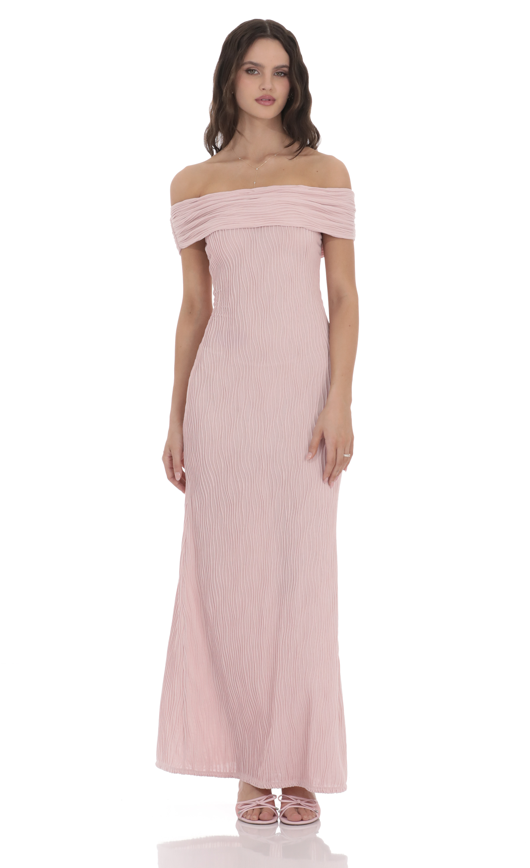 strapless open back dress Blushing Pink Long Wedding Dresses Off-the-shoulder Long Sleeve Wedding  Gowns SEW001|Selinadress – SELINADRESS main image 0