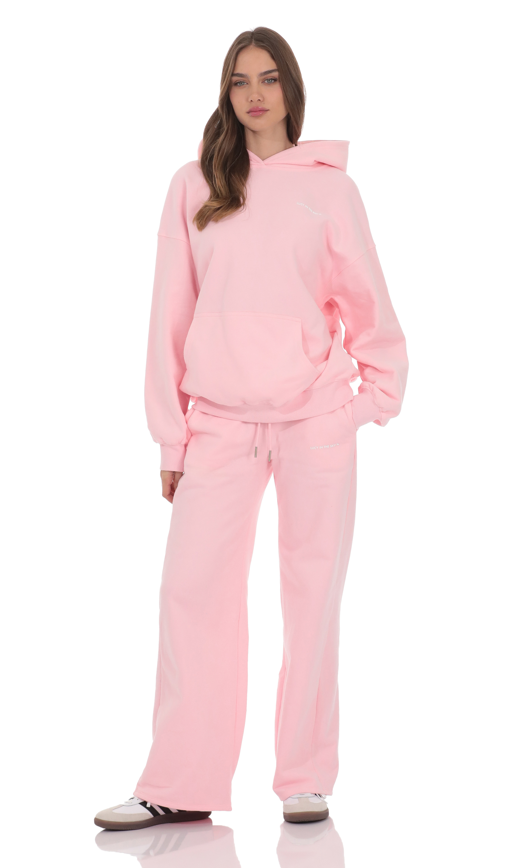 Fleece Straight Sweatpants in Pink