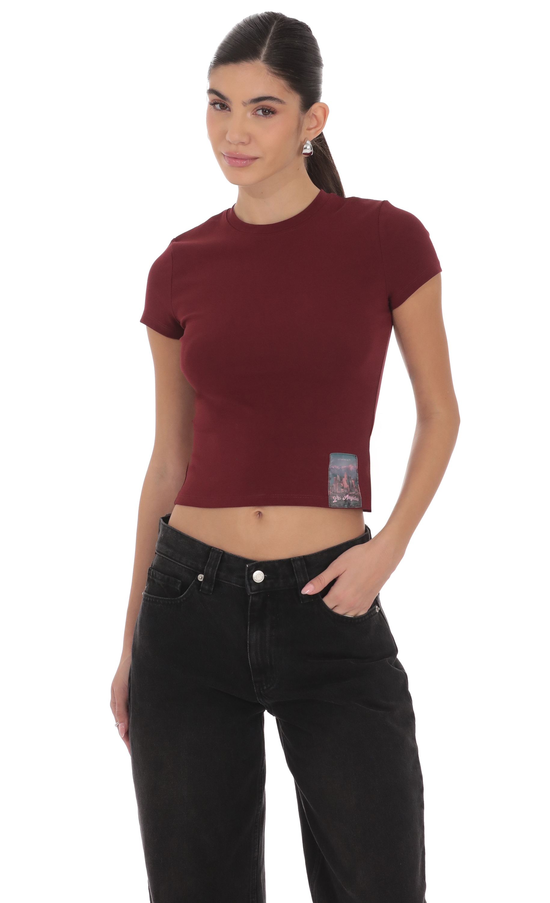 Los Angeles Graphic Baby-T in Burgundy