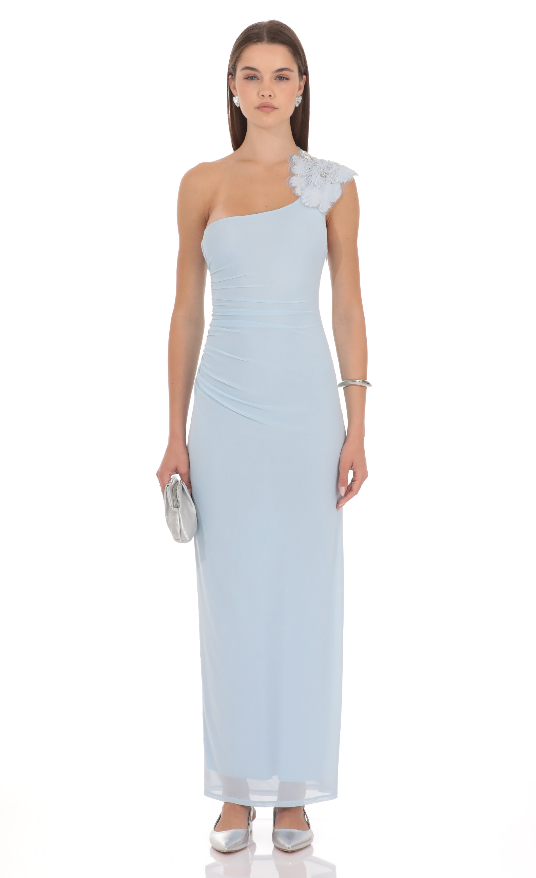 purple flowy maxi dress ELINA BABY BLUE CUT-OUT MAXI DRESS | CULT MIA