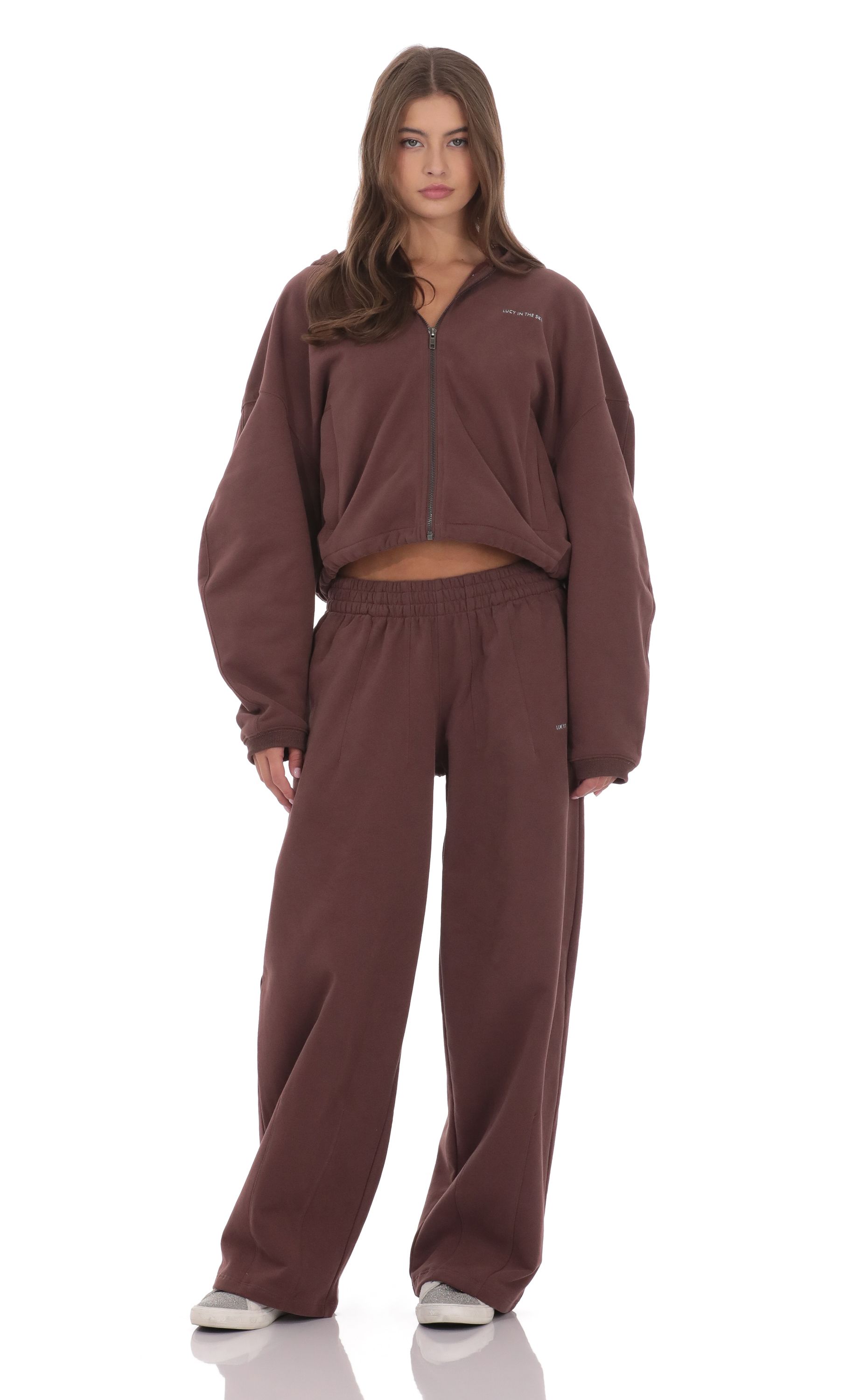 Флисовые спортивные брюки в коричневом цыете