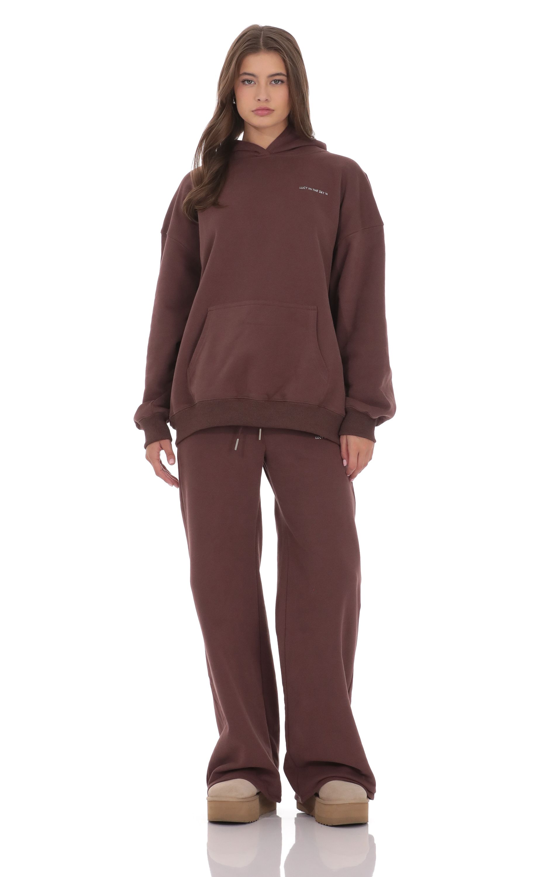 Прямые флисовые брюки коричневого цвета